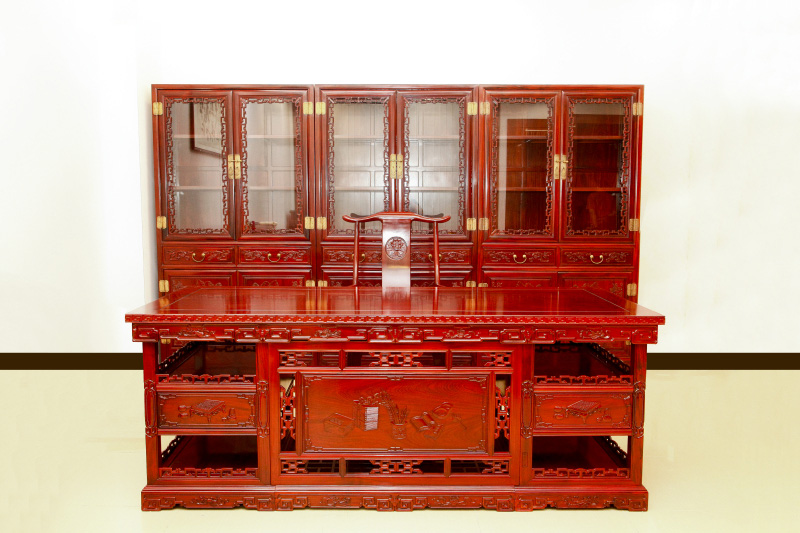 2.11仿古办公台+仿古书柜